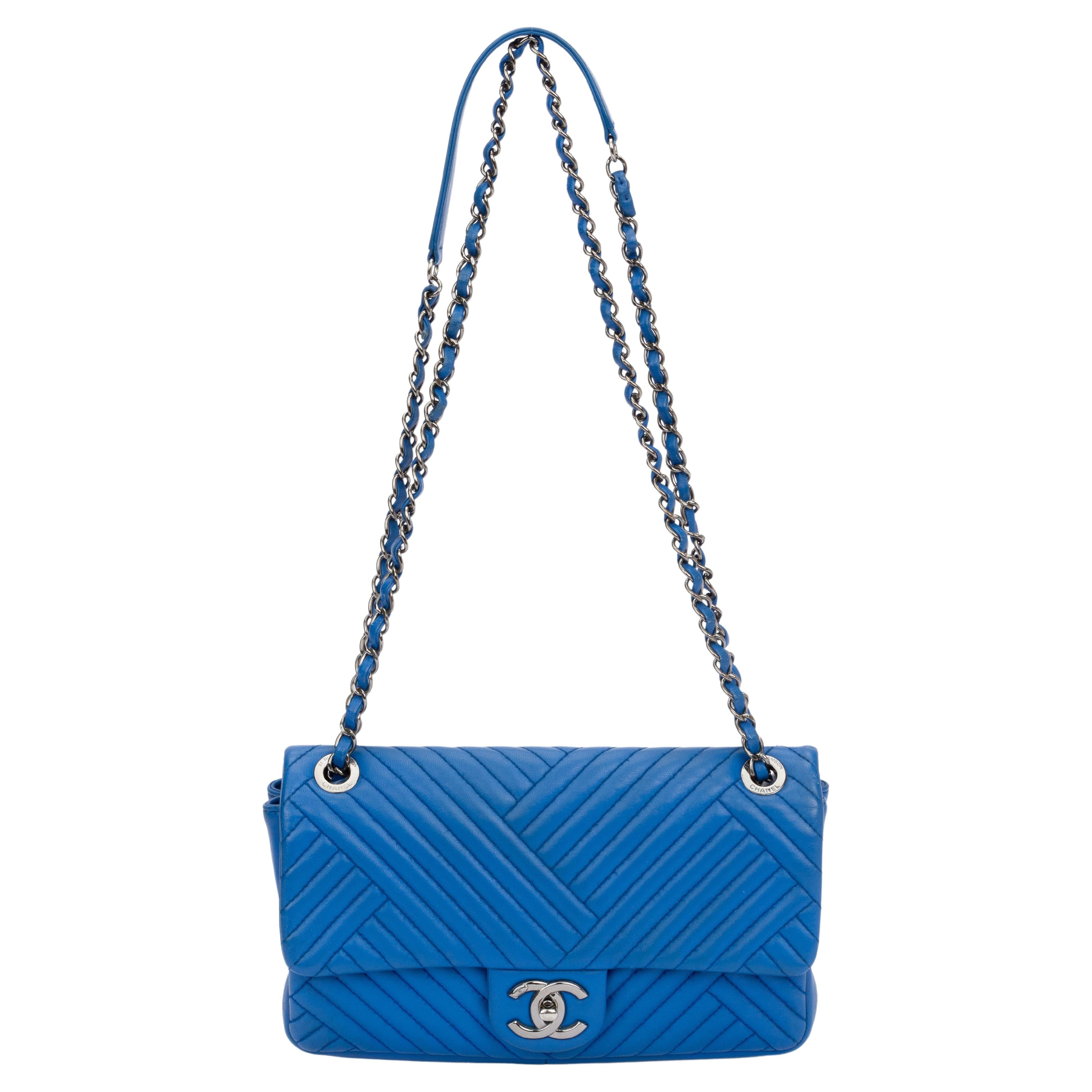 Chanel Blue Izmir Single Quilted Flap For Sale