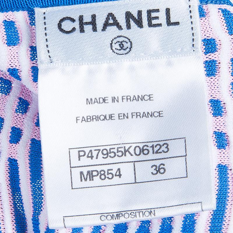 Chanel Blue Jacquard Knit Top And Culottes Set S 6