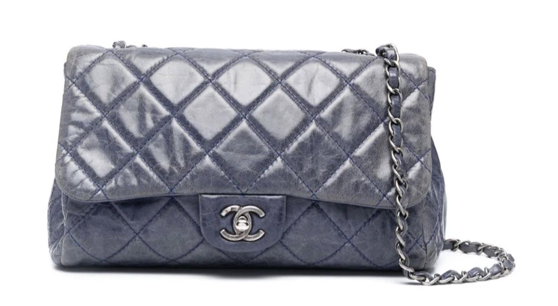 Chanel Blue Jean Leather Timeless Bag 3