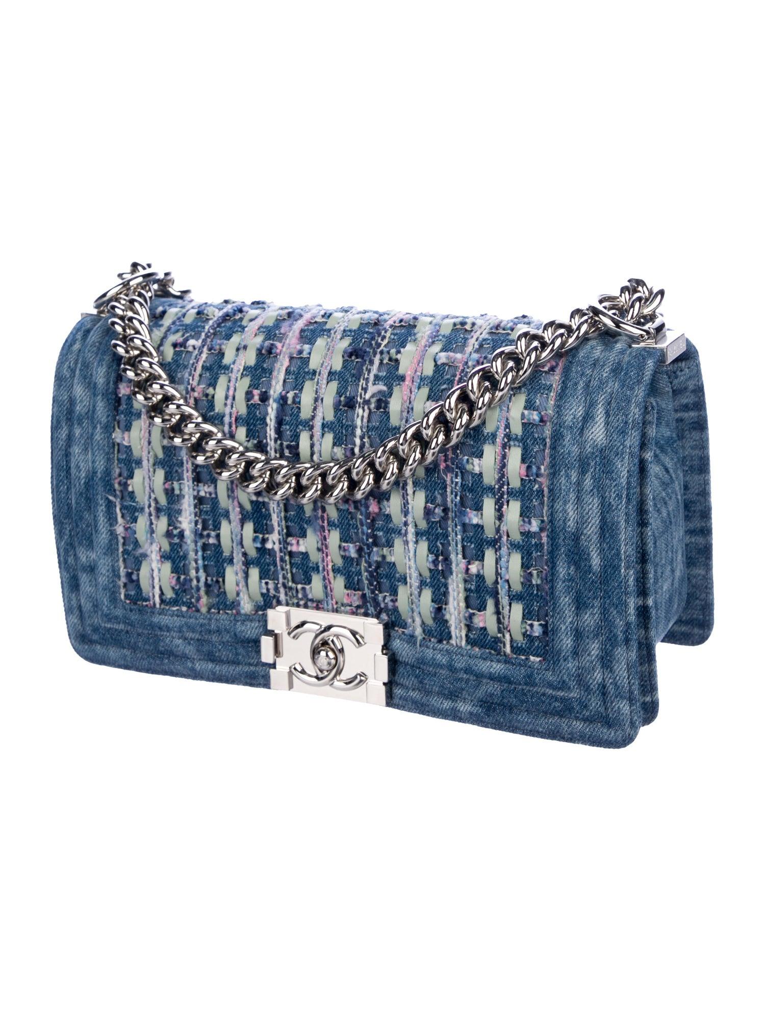 Chanel NEW Blue Jean Stonewash Denim Pink Silver Boy Evening Shoulder Flap Bag

Denim
Silver-tone hardware
Woven lining
Push-lock closure 
Date code present 
Made in France
Shoulder strap drop 20