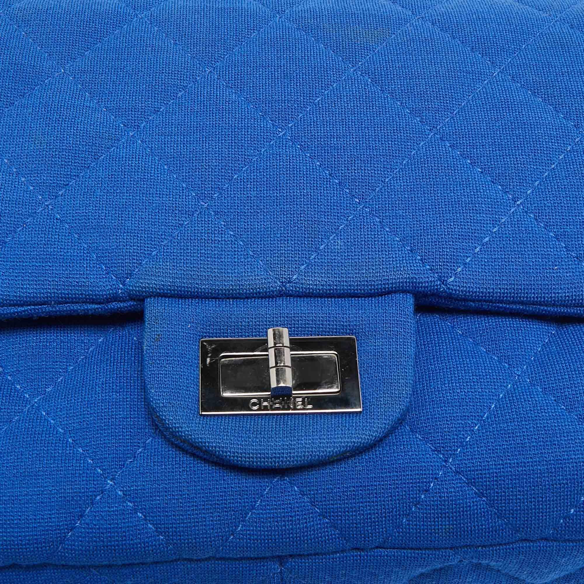 Chanel Blue Jersey Classic 227 Reissue 2.55 Flap Bag For Sale 15