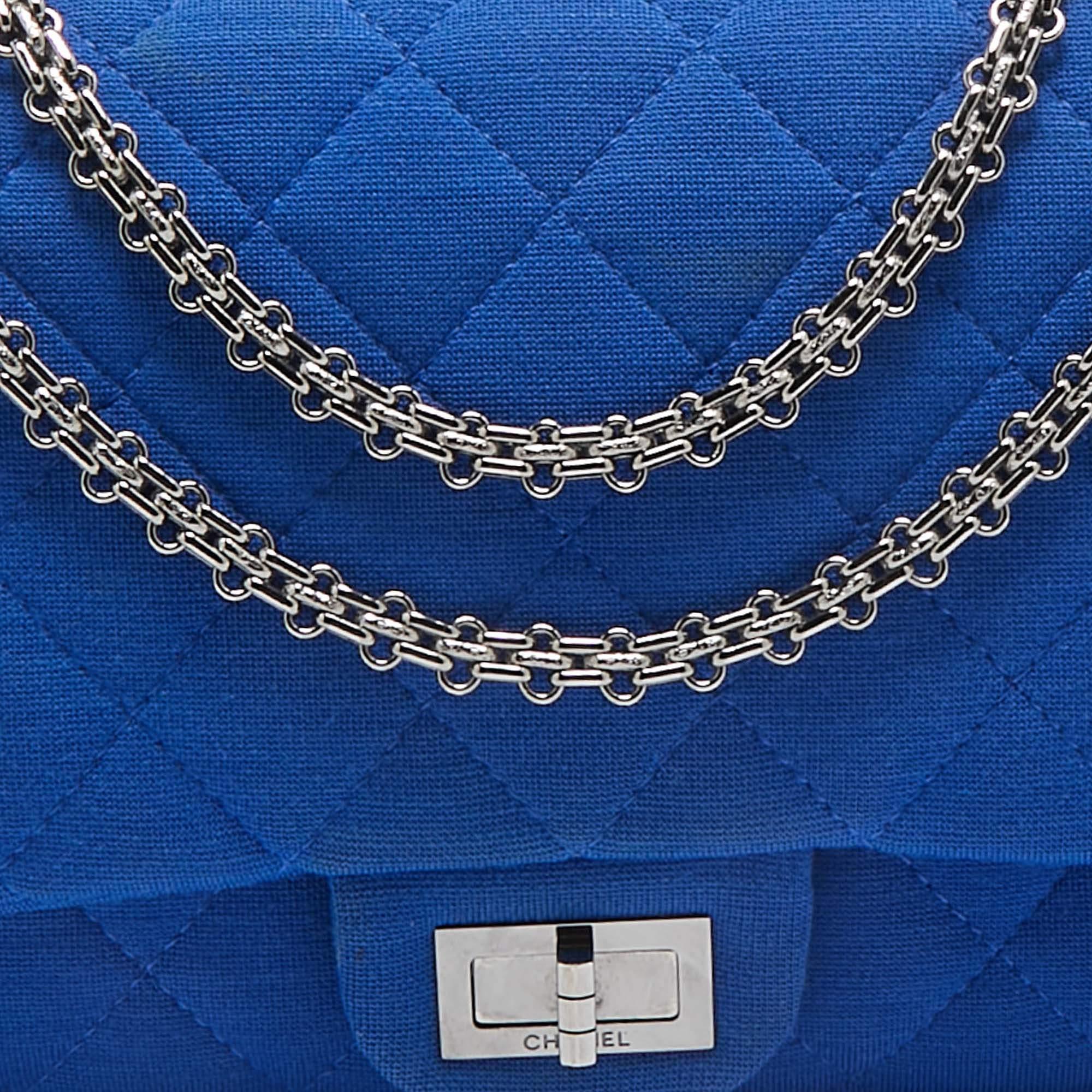 Chanel Bleu Jersey Classic 227 Reissue 2.55 Flap Bag Pour femmes en vente