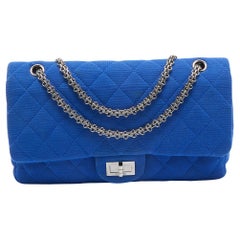 Chanel Blue Jersey Classic 227 Reissue 2.55 Flap Bag