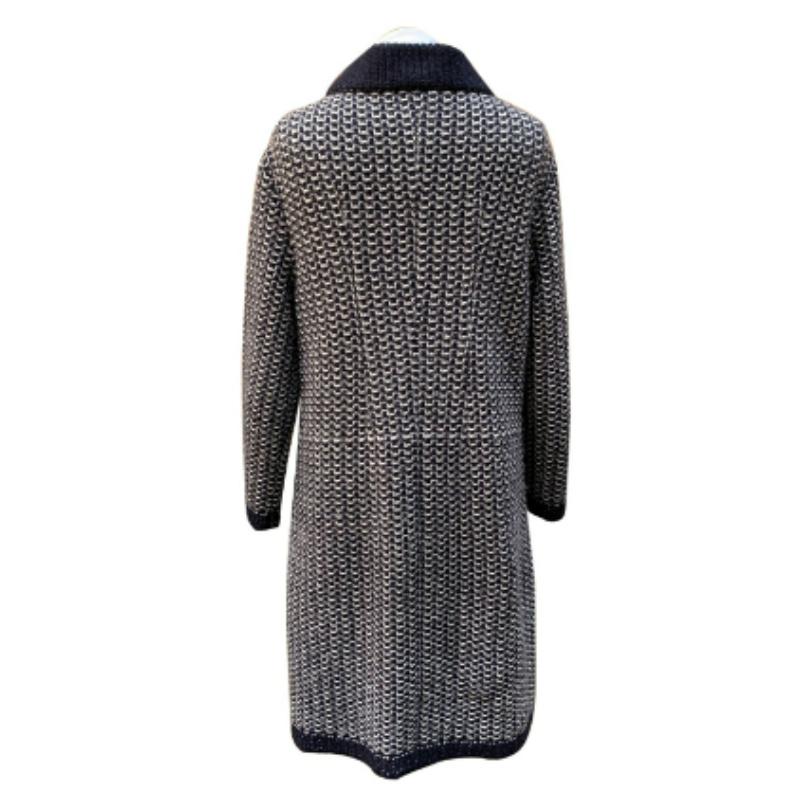 Black Chanel Blue Knit Cashmere Silk Long Cardigan Size 38 FR For Sale