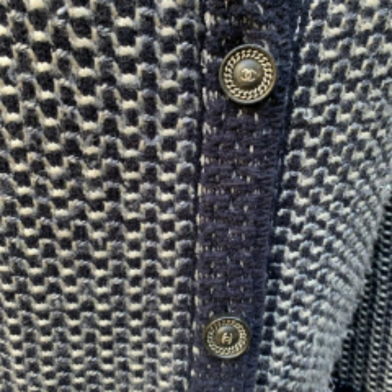 Chanel Blue Knit Cashmere Silk Long Cardigan Size 38 FR For Sale 1
