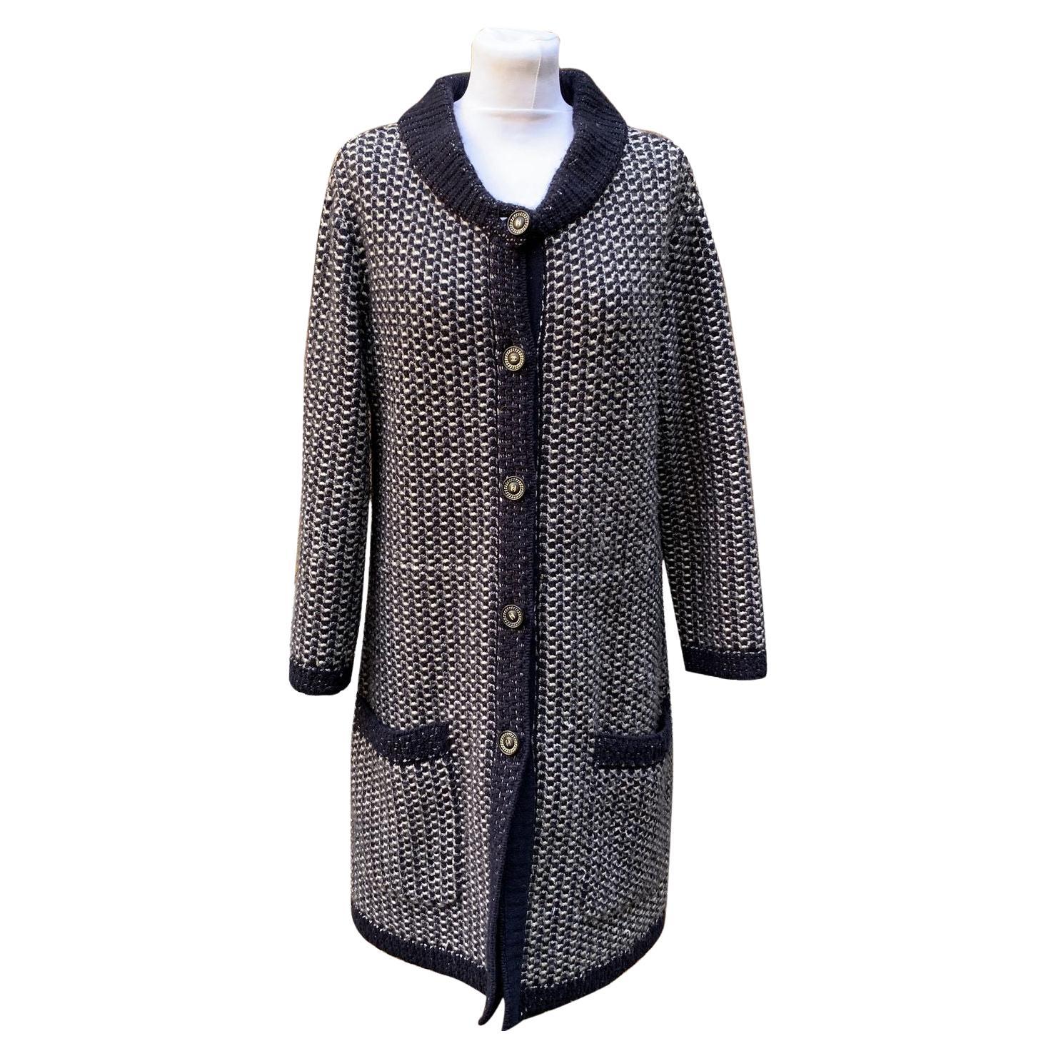 Chanel Blue Knit Cashmere Silk Long Cardigan Size 38 FR For Sale