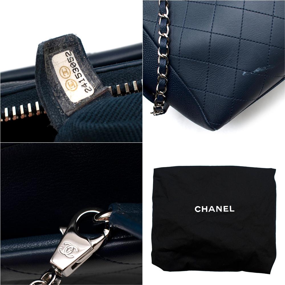 Chanel Blue Lambskin & Caviar Calfskin CC Top Handle Shopper For Sale 5