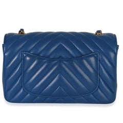 Chanel Blue Lambskin Chevron Mini Rectangular Flap Bag