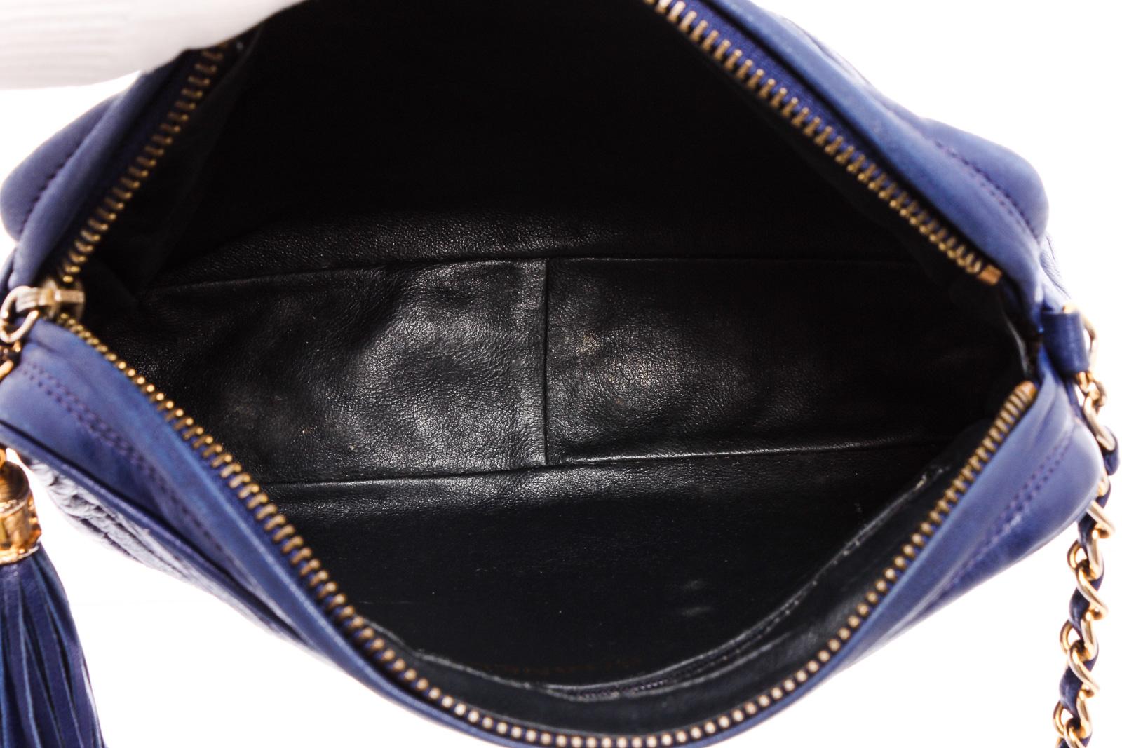 Chanel Blue Lambskin Chevron Tassel Camera Shoulder Bag 3