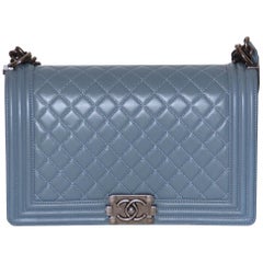 Chanel Blue Lambskin Large Boy Bag