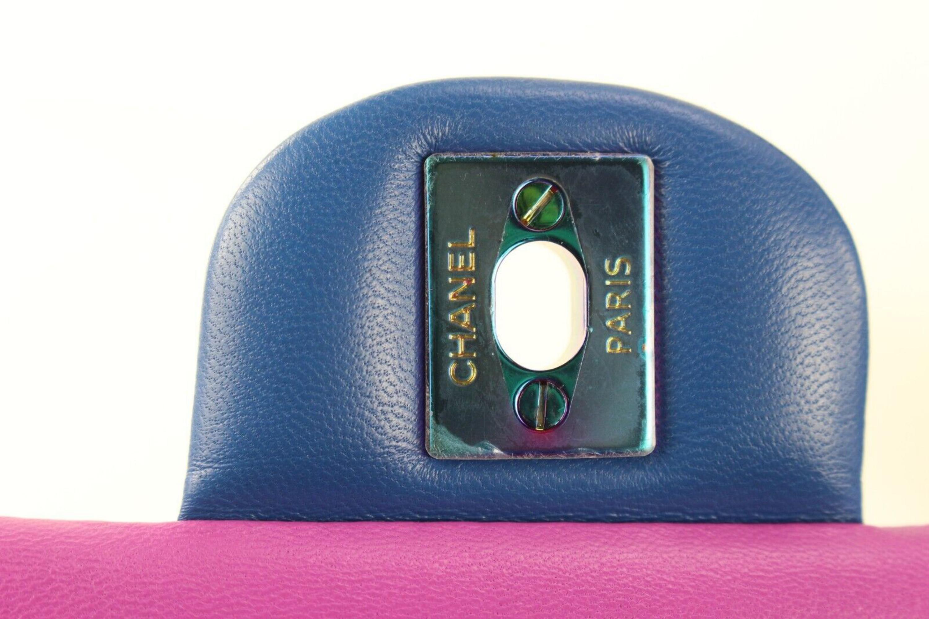 Chanel Blue Lambskin Rainbow Chain Medium Classic Double Flap 2CJ1227 6