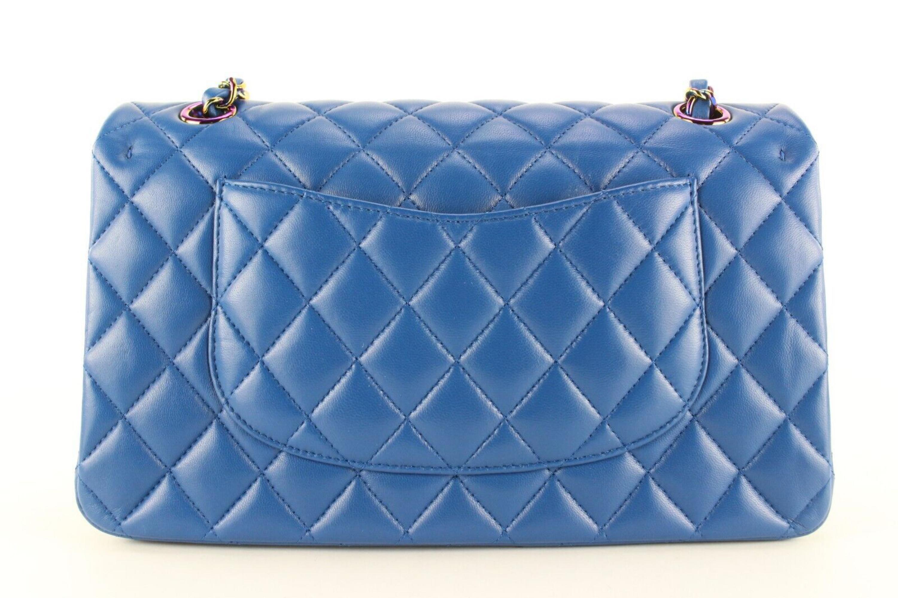 Chanel Blue Lambskin Rainbow Chain Medium Classic Double Flap 2CJ1227
Date Code/Serial Number: 30922222

Made In: France

Measurements: Length: 10 