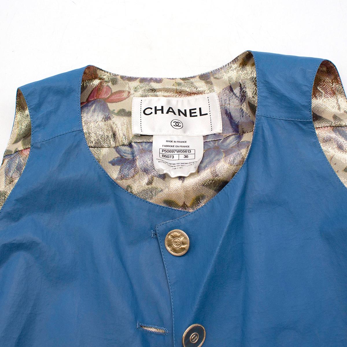 Chanel Blue Lambskin Vest - Size US 4 For Sale 1