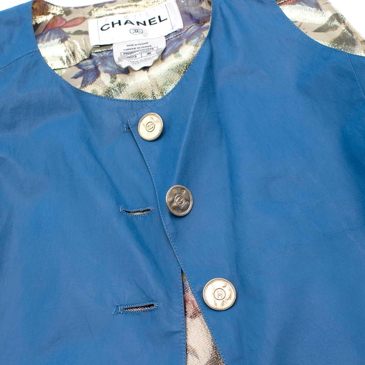 Chanel Blue Lambskin Vest - Size US 4 For Sale 3