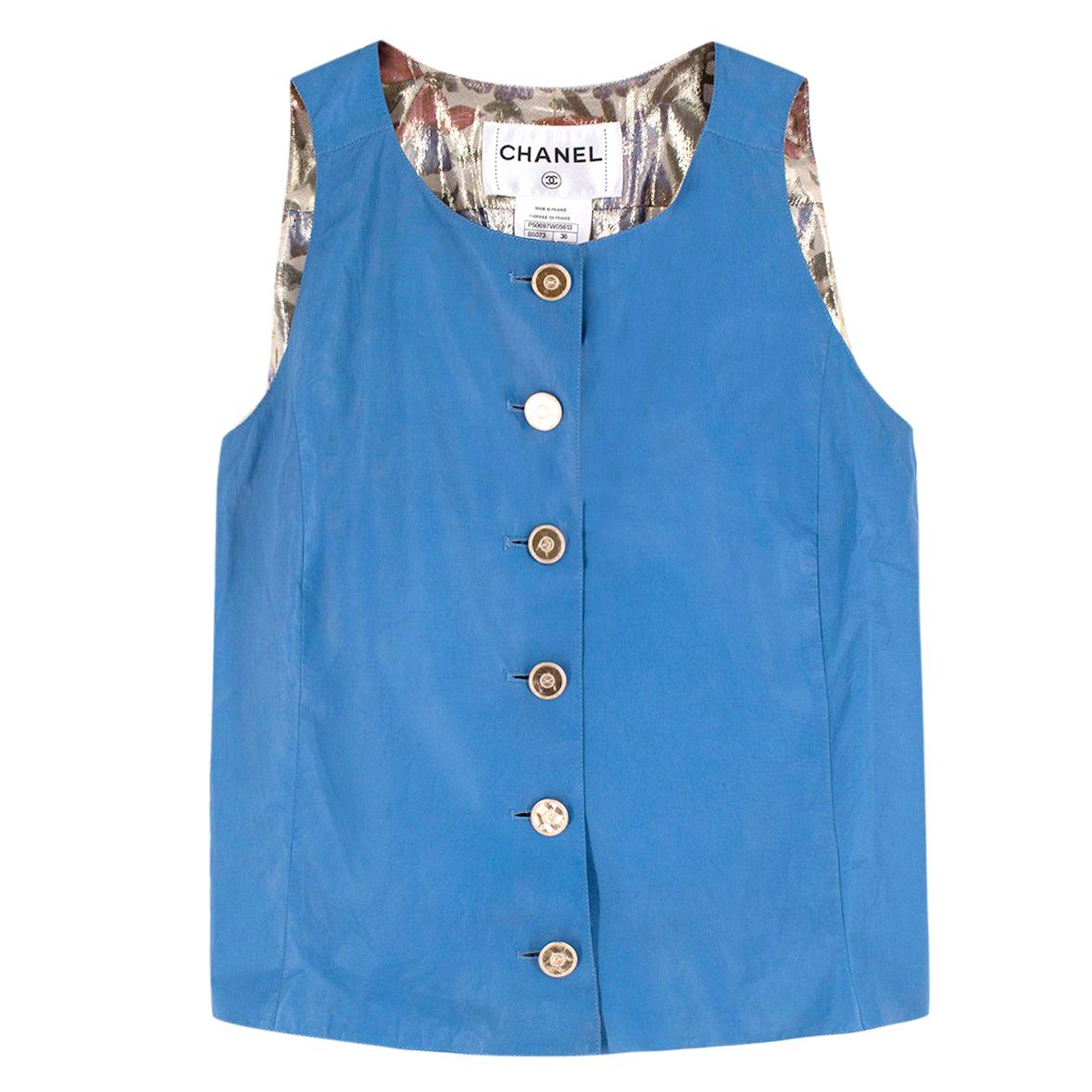 Chanel Blue Lambskin Vest - Size US 4 For Sale