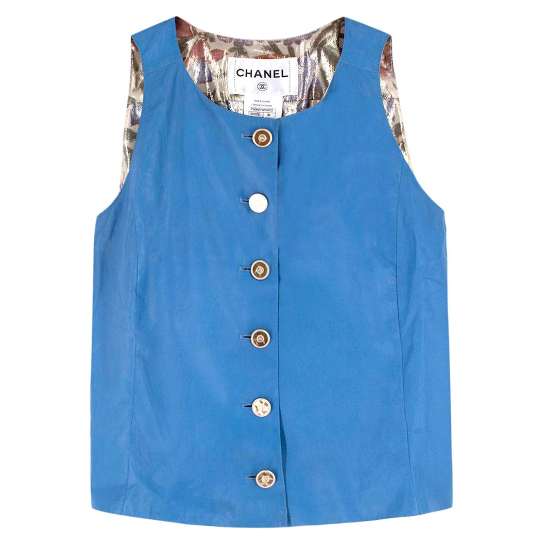 Chanel Blue Lambskin Vest - Size US 4 For Sale