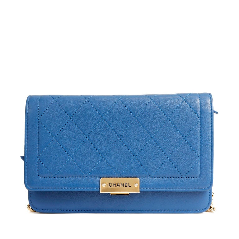 Chanel Blue Quilted Patent and Aged Calfskin Leather Gabrielle WOC