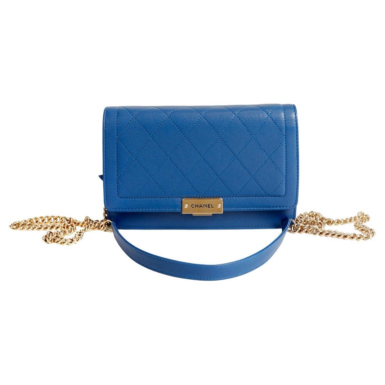 Chanel Blue Lambskin WOC Wallet on a Chain For Sale at 1stDibs