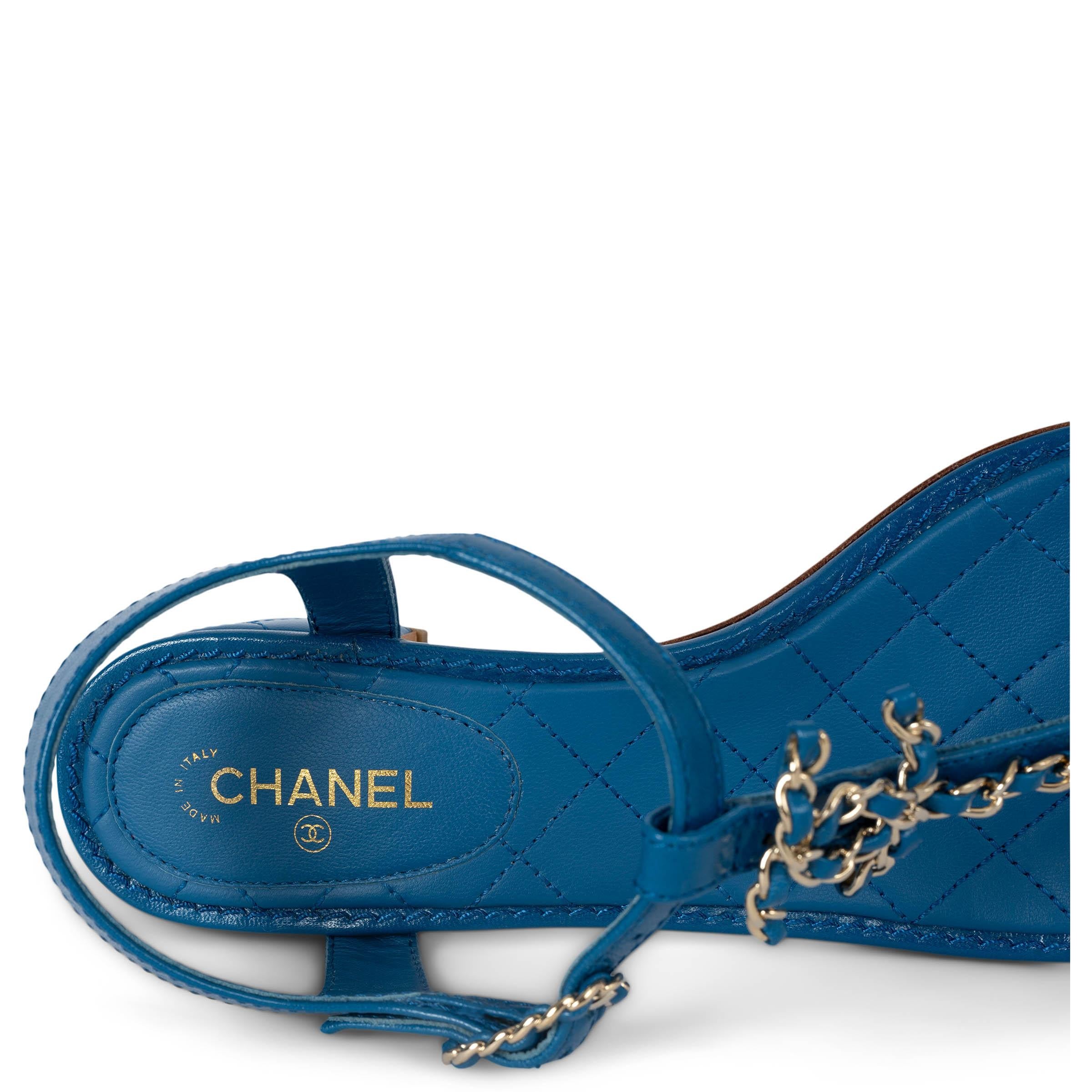CHANEL 16C SEOUL CHAIN T-STRAP Sandales 38 en vente 2