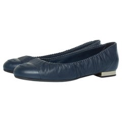 Chanel, blue leather ballerina flats