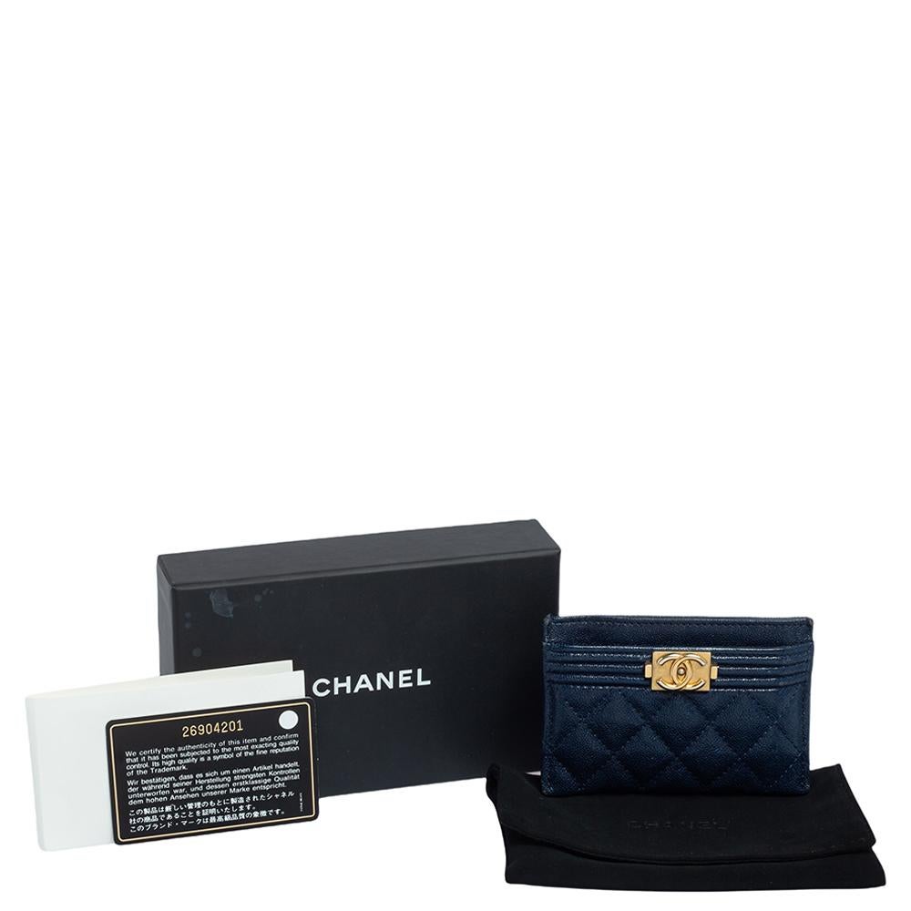 Chanel Blue Leather Boy Card Holder 5