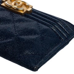 Chanel Blue Leather Boy Card Holder