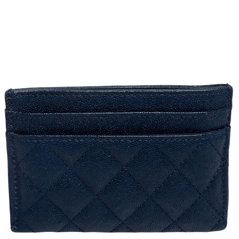 Chanel Blue Leather Boy Card Holder 1