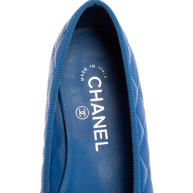 Chanel Blue Leather CC Ballet Flats Size 36.5 at 1stDibs  chanel blue flats,  blue chanel flats, chanel blue ballet flats