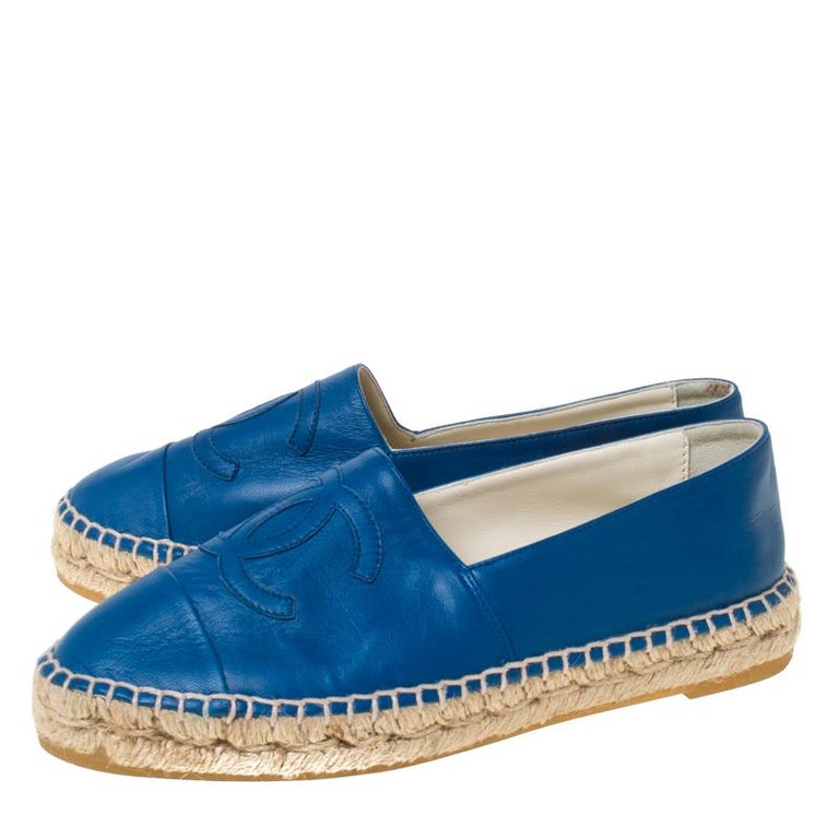 Chanel Blue Leather CC Espadrilles Size 36 For Sale at 1stDibs chanel espadrilles 36