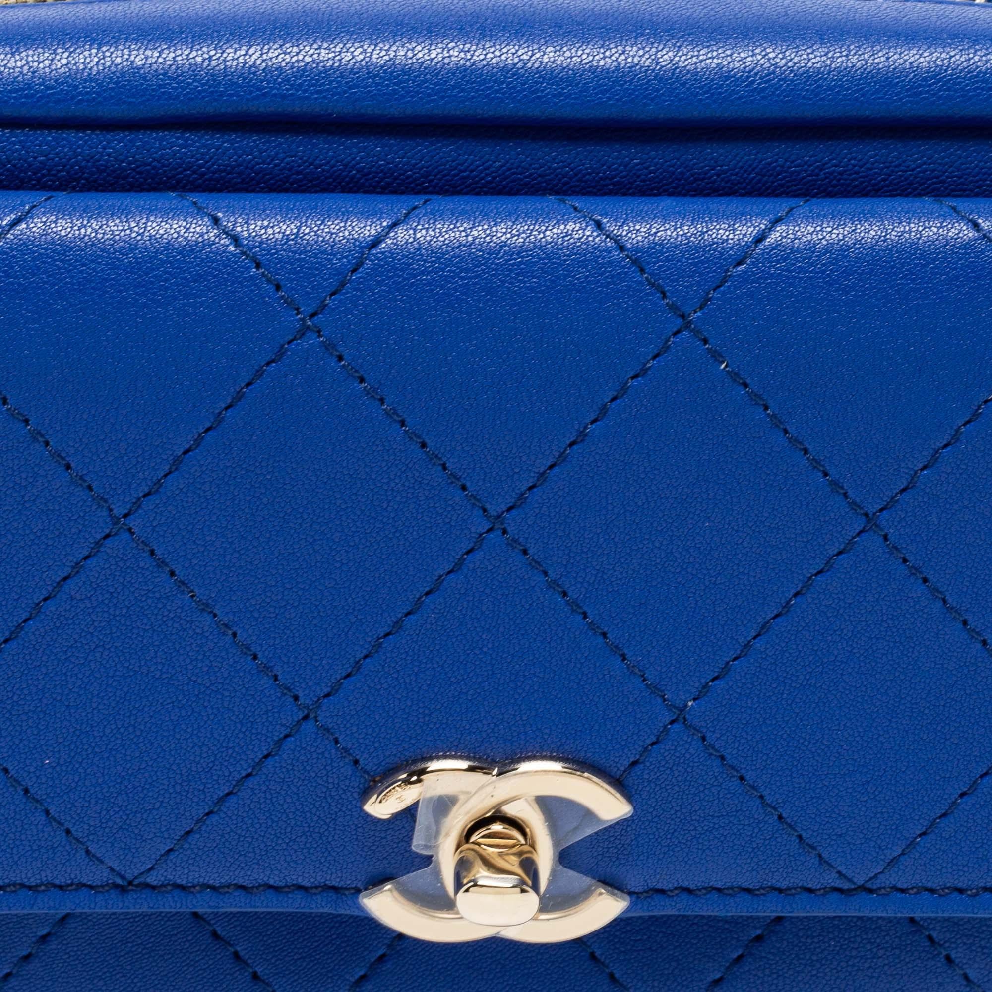 Chanel Blue Leather CC Flap Belt Bag 6