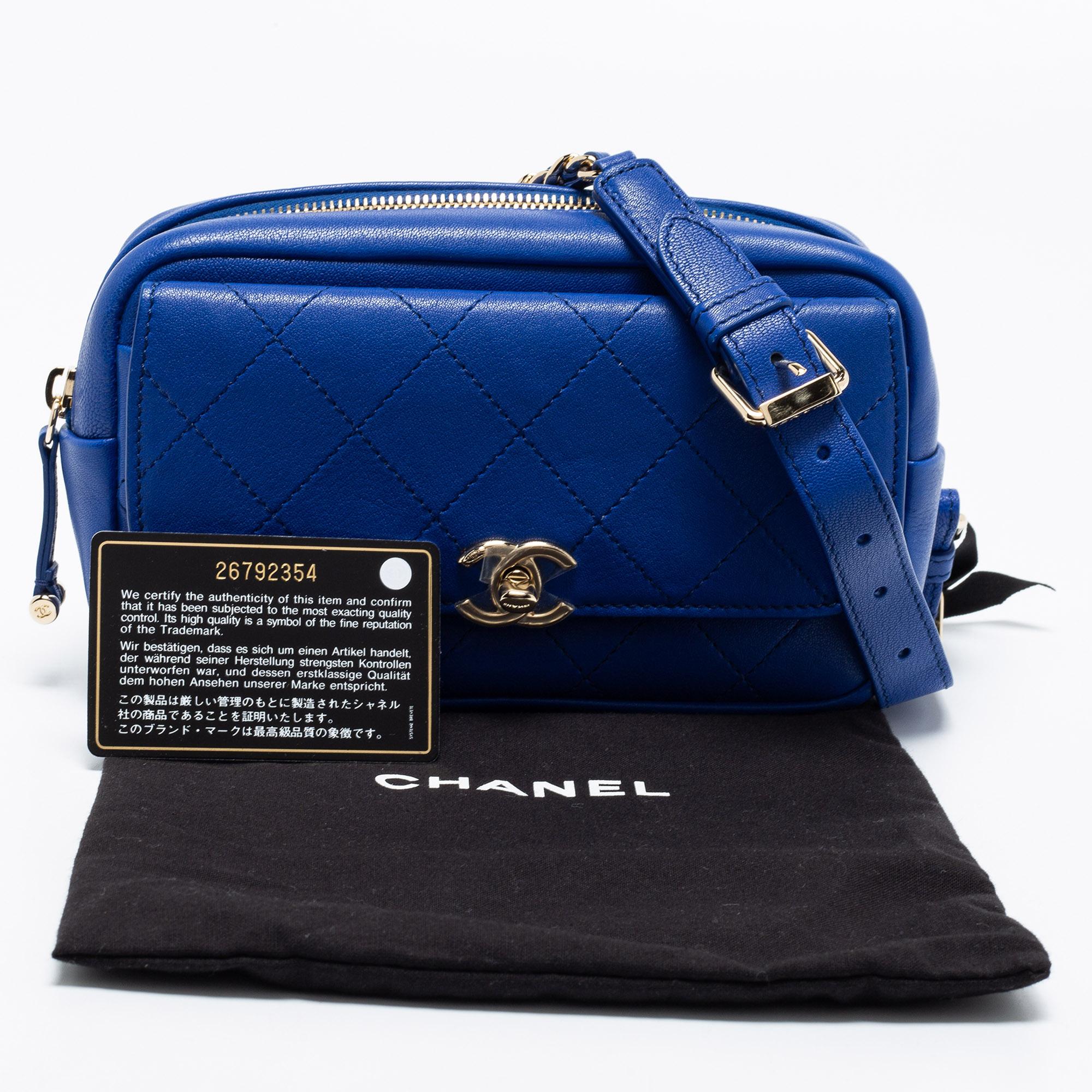Chanel Blue Leather CC Flap Belt Bag 8