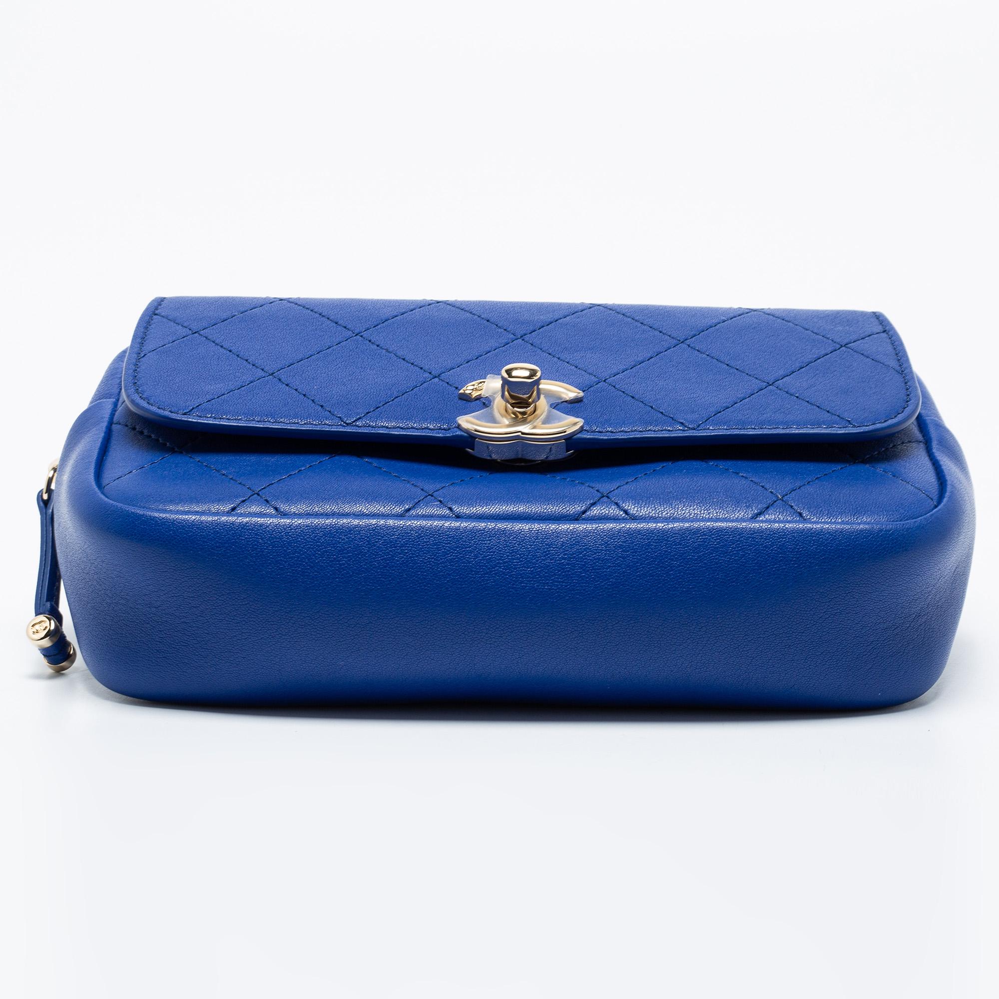 Women's Chanel Blue Leather CC Flap Belt Bag