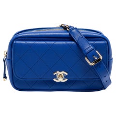 Chanel Blue Leather CC Flap Belt Bag