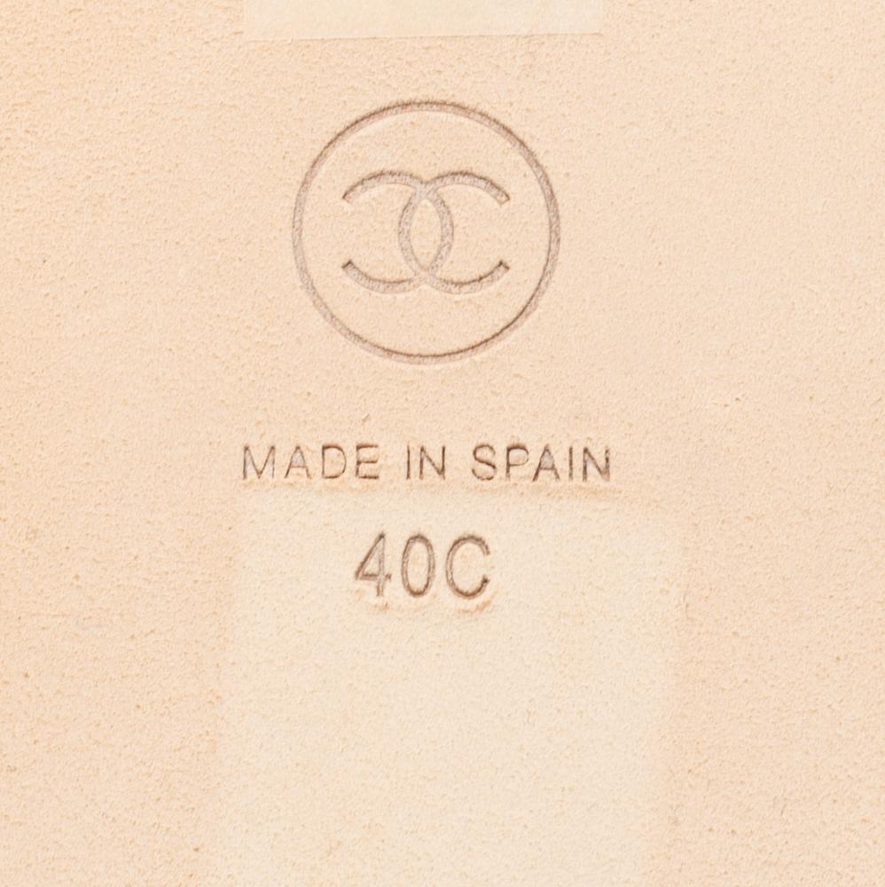 Chanel Blue Leather CC Logo Flat Espadrille Slides Size 40 1