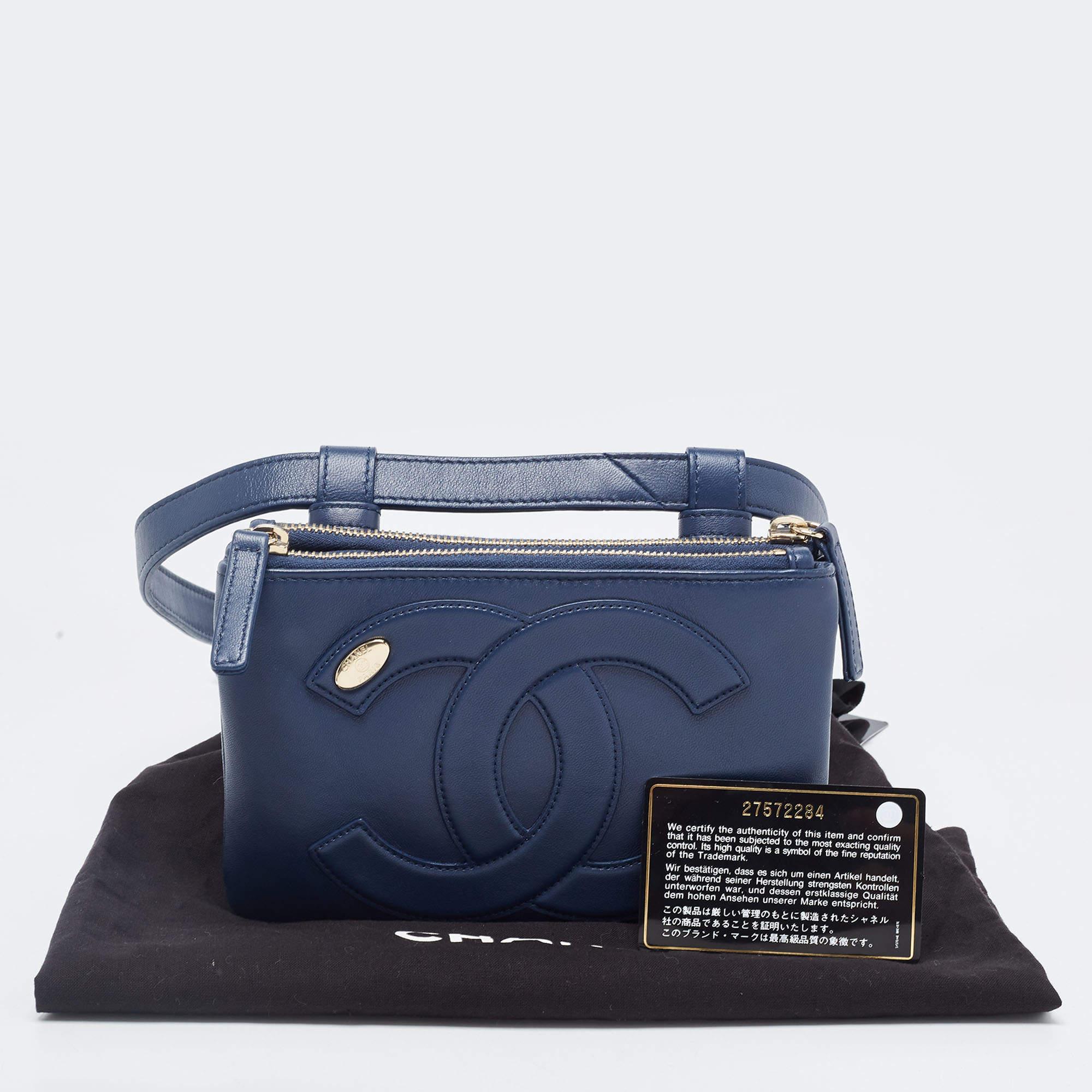 Chanel Blue Leather CC Mania Waist Bag 6