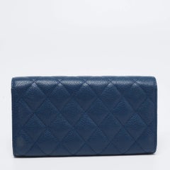 Chanel Blue Leather Classic Flap Wallet