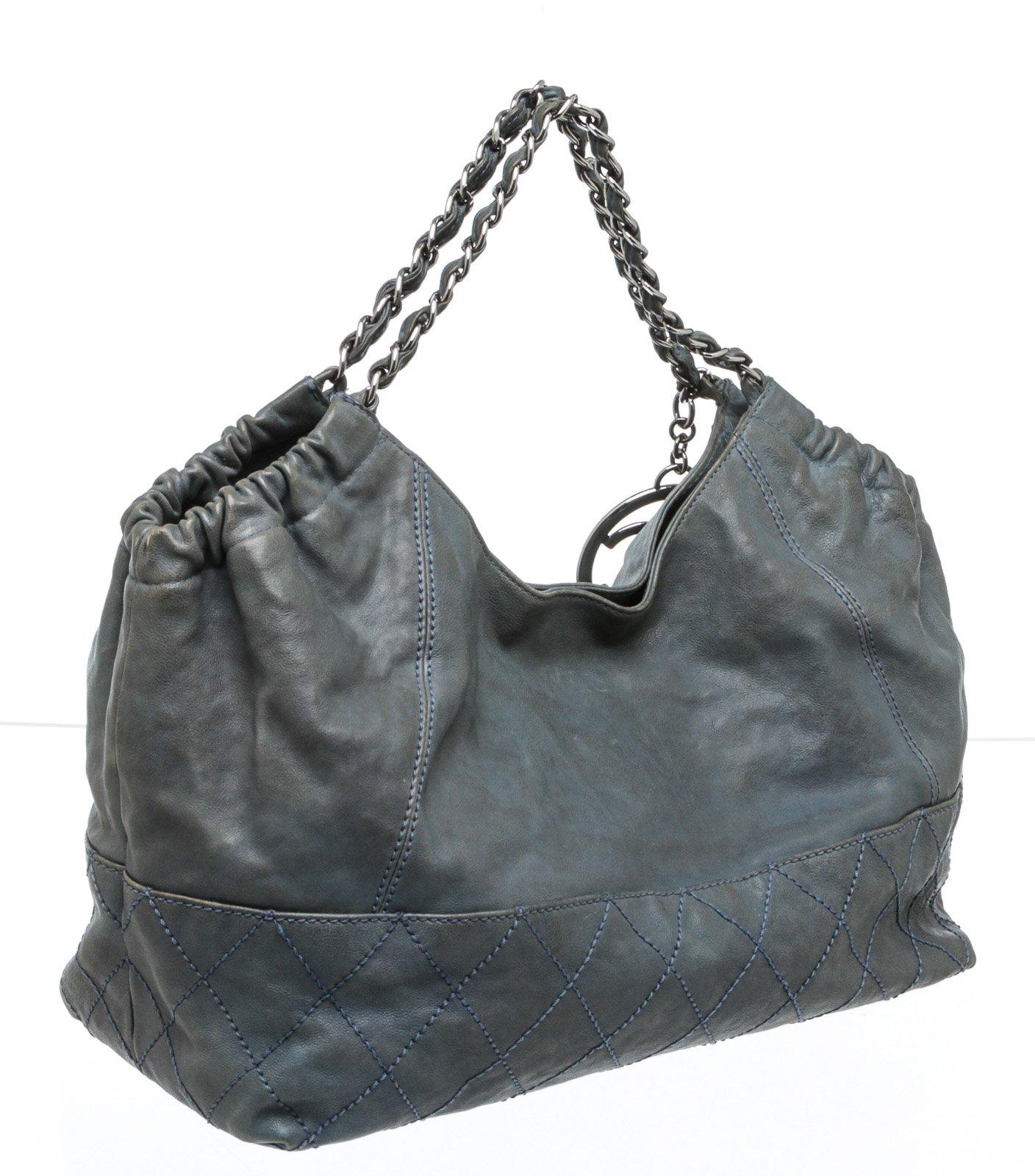 Chanel Blue Leather Coco Cabas Shoulder Bag 1