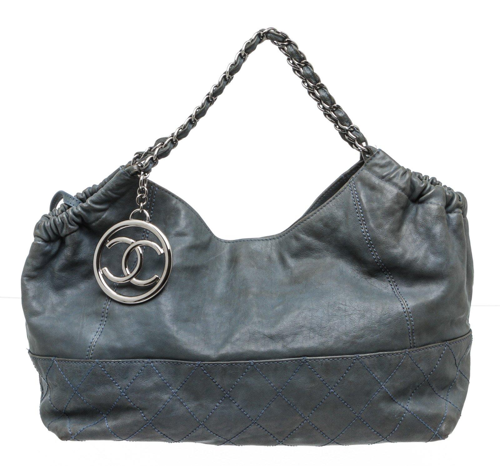 Chanel Blue Leather Coco Cabas Shoulder Bag 2