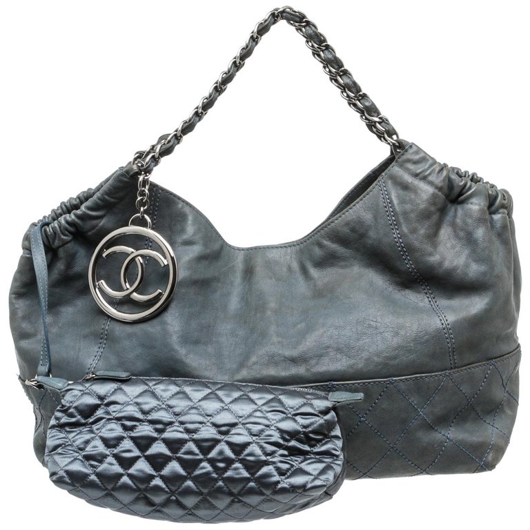 Chanel Blue Leather Coco Cabas Shoulder Bag at 1stDibs