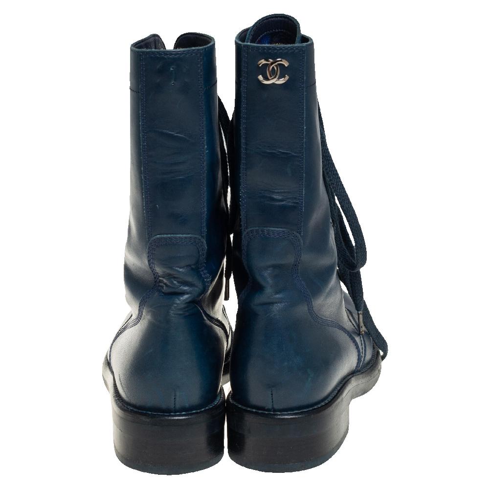 chanel blue boots