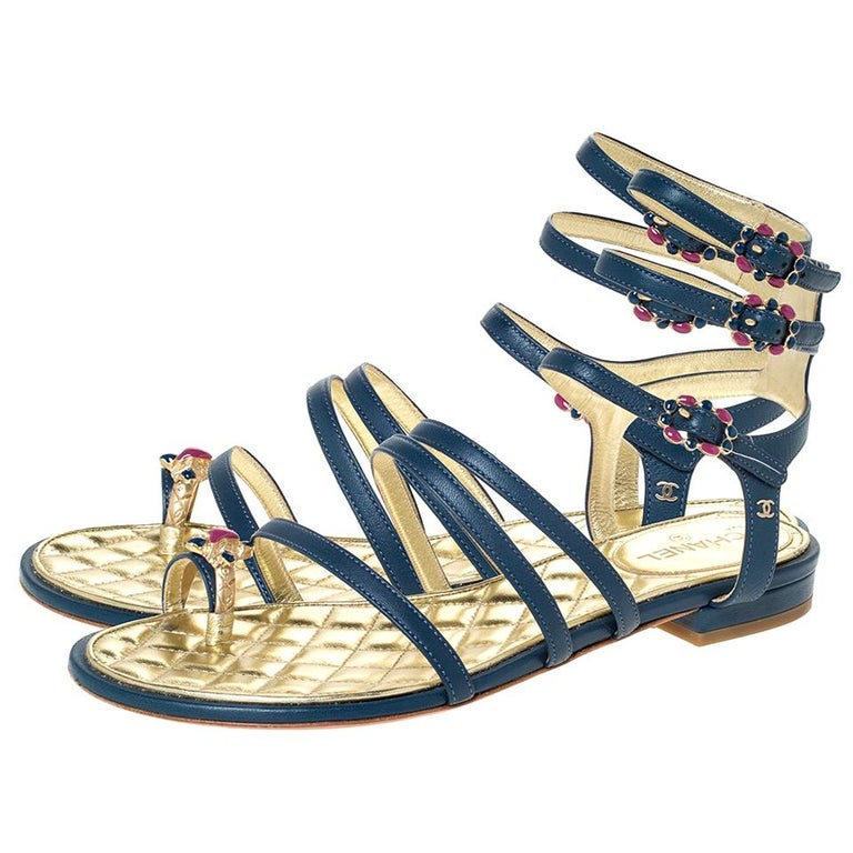 blue chanel sandals