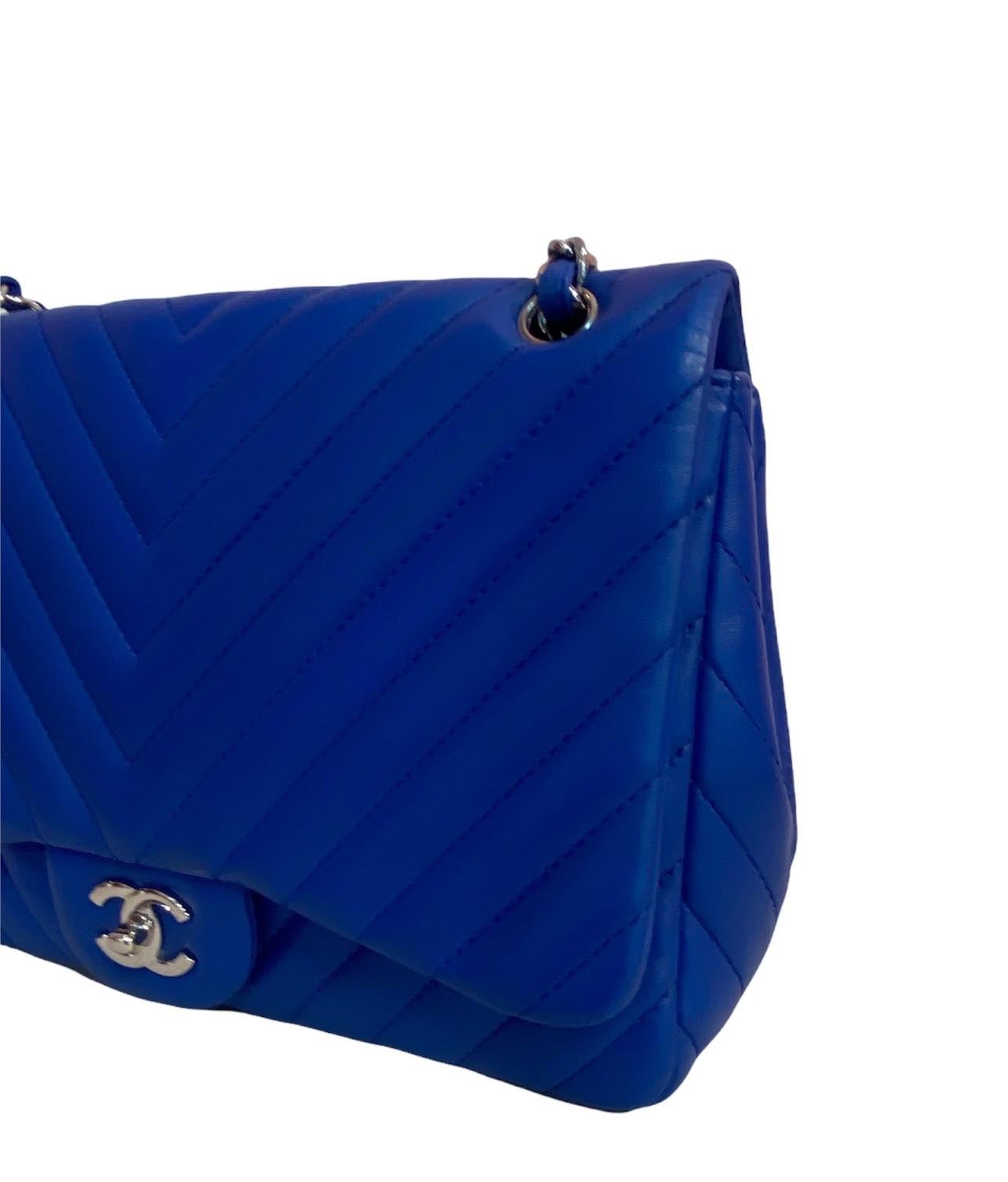 Women's Chanel Blue Leather Jumbo Bag