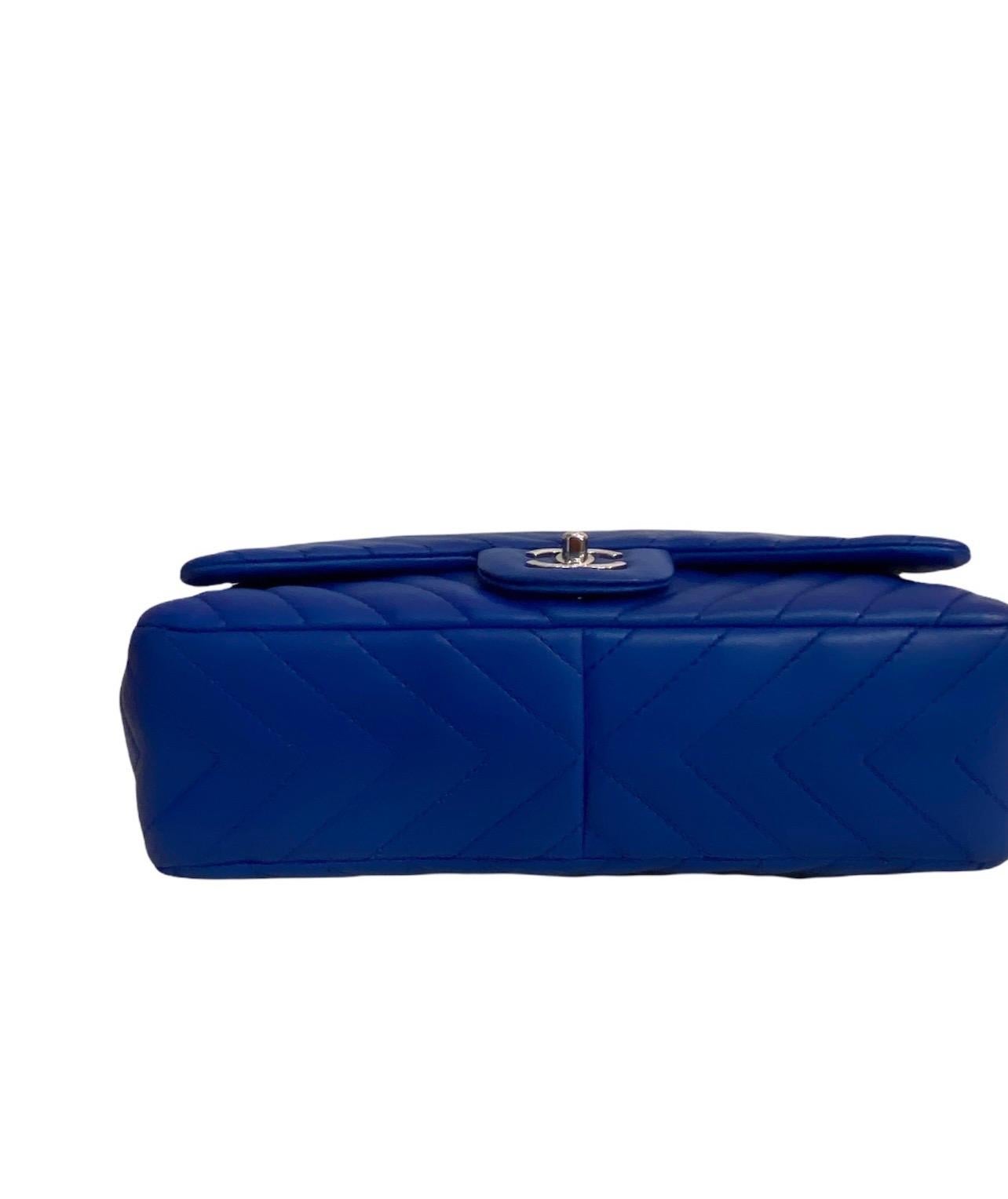 Chanel Blue Leather Jumbo Bag 1