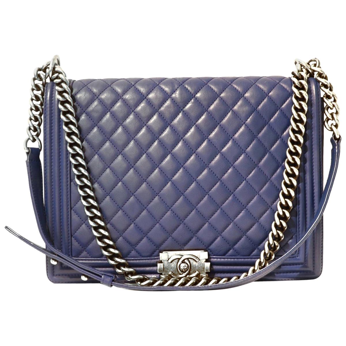 Chanel Blue Leather Large Boy Bag For Sale at 1stDibs large chanel