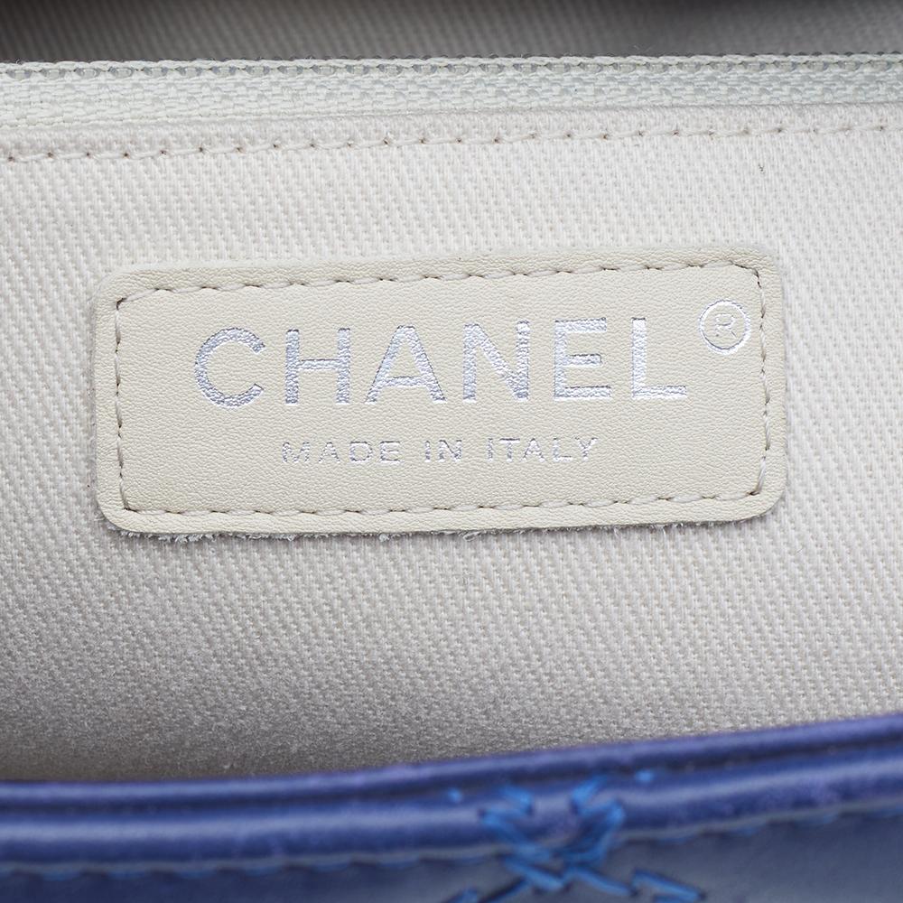 Chanel Blue Leather Large CC Hampton Flap Shopping Tote 1