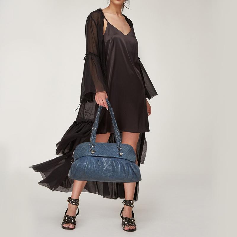 Black Chanel Blue Leather Leather Lady Braid Bag