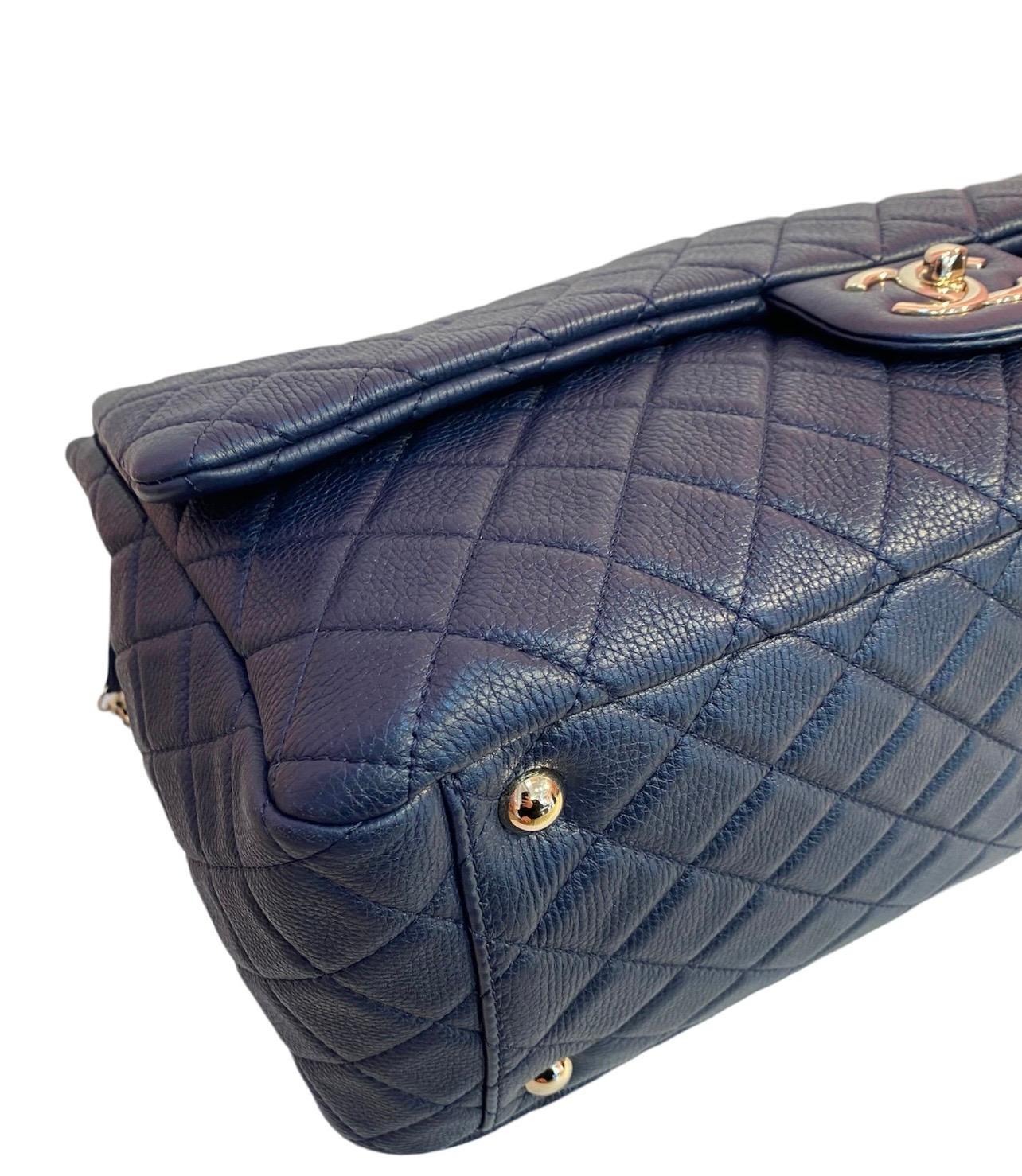 Women's Chanel Blue Leather Maxi Jumbo XXL Bag