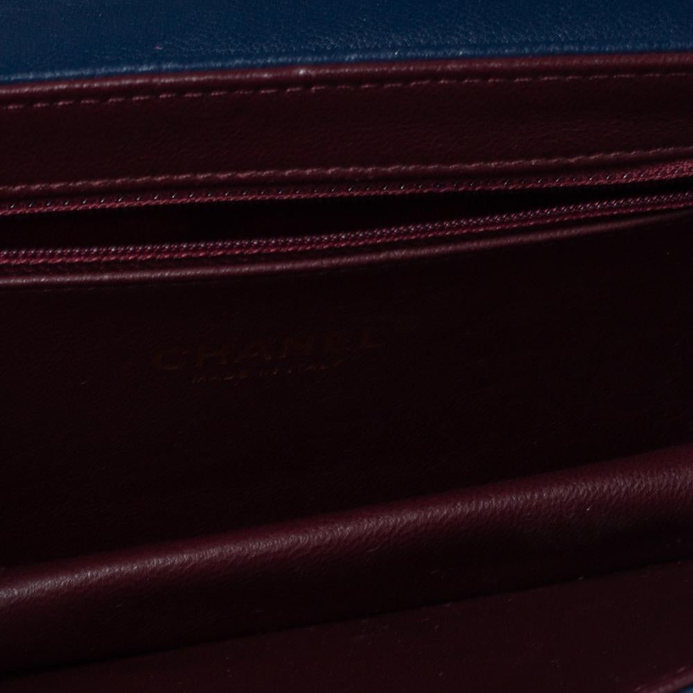 Chanel Blue Leather Mini Beauty Lock Flap Bag 2