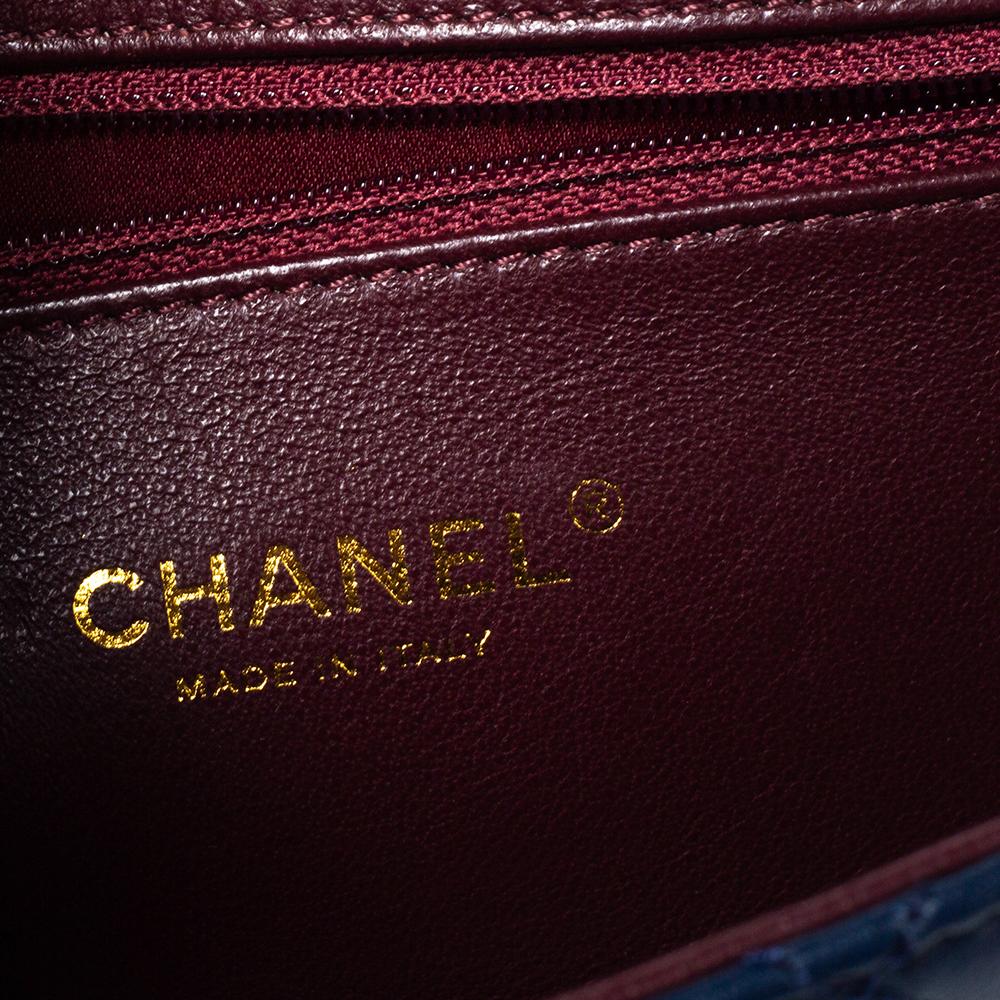 Chanel Blue Leather Mini Beauty Lock Flap Bag 3