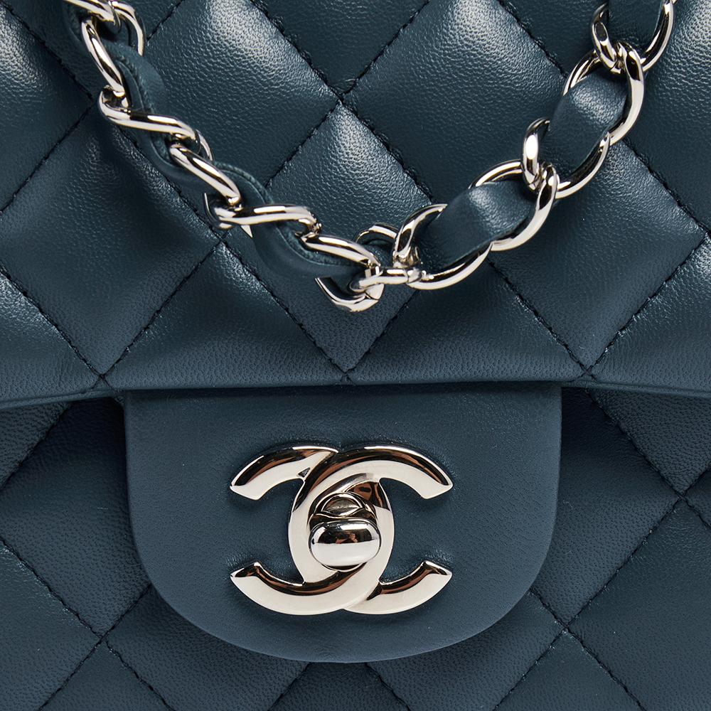 Women's Chanel Blue Leather Mini Rectangle Classic Single Flap Bag